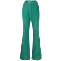 Victoria Beckham Calça flare cintura alta de velodo cotelê - Verde