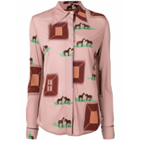 Victoria Beckham Camisa com estampa de cavalo - Rosa