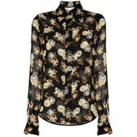 Victoria Beckham Camisa mangas longas com estampa floral - Preto