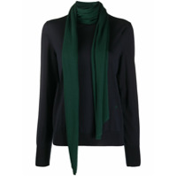 Victoria Beckham Suéter de lã com detalhe de lenço - Azul