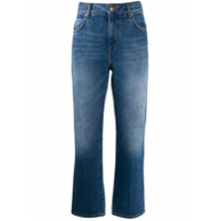 Victoria Victoria Beckham Calça jeans cropped com bordado - Azul