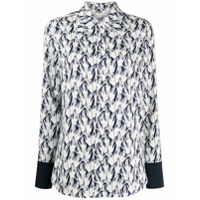 Victoria Victoria Beckham Camisa mangas longas com estampa de mão - Branco