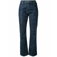 Victoria Victoria Beckham Wordsearch print cropped jeans - Azul