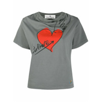 Vivienne Westwood Anglomania Camiseta decote drapeado com estampa de coração - Cinza