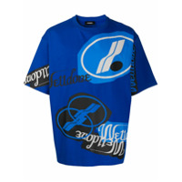 We11done Camiseta com estampa de logo corrido - Azul