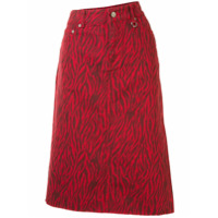 We11done Saia jeans midi com animal print - Vermelho