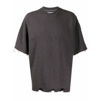 White Mountaineering Camiseta mangas curtas com efeito destroyed - Cinza