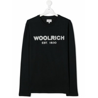 Woolrich Kids Moletom de algodão com estampa de logo - Azul