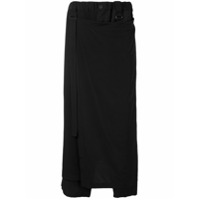 Yohji Yamamoto Calça com transpasse frontal - Preto