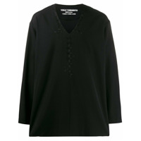 Yohji Yamamoto Camisa de seda com bordado - Preto