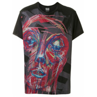Yohji Yamamoto Camiseta com estampa abstrata - Preto