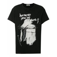 Yohji Yamamoto Camiseta com estampa de pinceladas - Preto