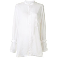 Yohji Yamamoto Camiseta mangas longas com recortes - Branco