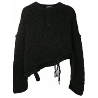 Yohji Yamamoto Destroyed Henley sweater - Preto