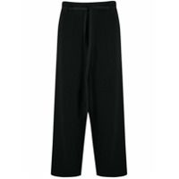 Yohji Yamamoto drawstring loose leg trousers - Preto