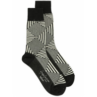 Yohji Yamamoto geometric print socks - Preto