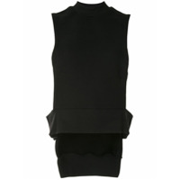 Yohji Yamamoto Moletom sem mangas com recorte vazado - Preto