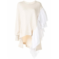 Yohji Yamamoto Suéter de algodão com detalhe de babados - Neutro