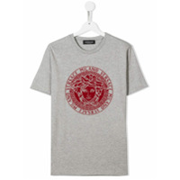 Young Versace Camiseta de algodão com logo Medusa - Cinza