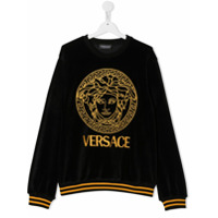 Young Versace Moletom com bordado de logo Medusa - Preto