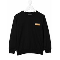 Young Versace Suéter de tricô com placa de logo - Preto