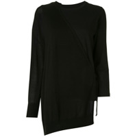 Y's Blusa assimétrica mangas longas de algodão - Preto