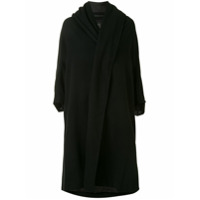 Y's Casaco oversized com capuz e transpasse - Preto