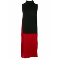 Y's Vestido gola alta com sobreposição - Preto