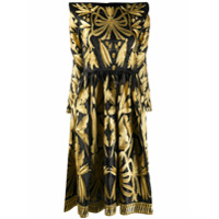Yuliya Magdych Vestido de seda com estampa de folhas - Preto