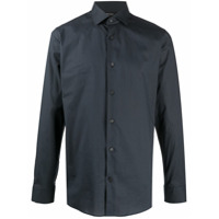 Z Zegna Camisa com bordado e abotoamento - Cinza