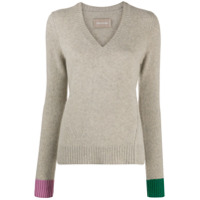 Zadig&Voltaire Suéter Nicko de cashmere com punhos contrastantes - Neutro