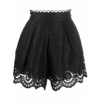 Zimmermann Short cintura alta com renda na barra - Preto