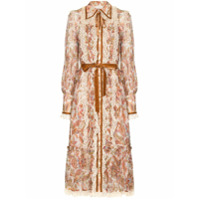 Zimmermann Vestido de seda Lucky com acabamento de renda - Laranja